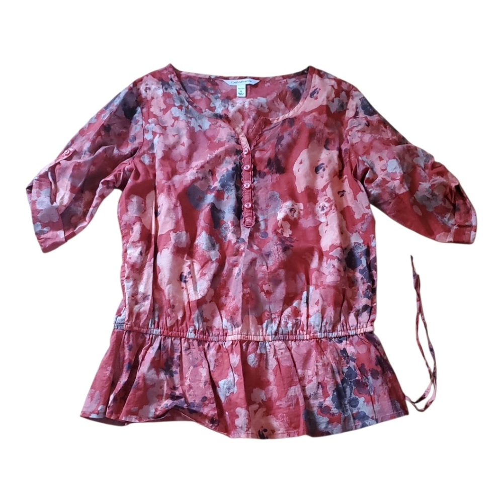 Croft&Barrow Size PL Womens Multicolor Floral 100% Cotton Button